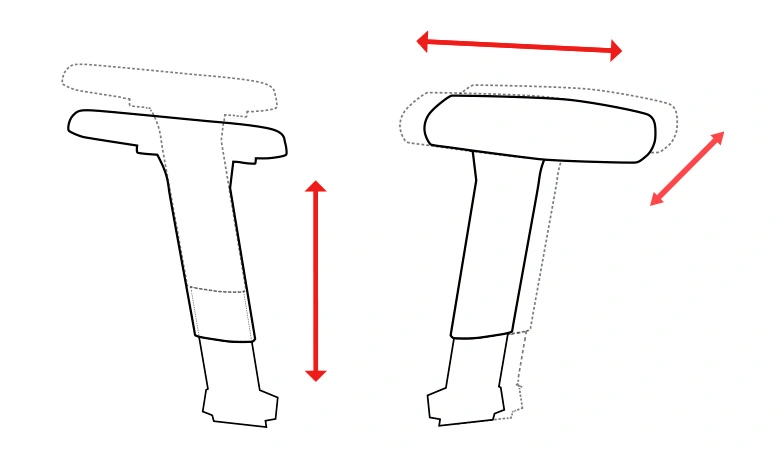 3D armrests with height, width, and front-back pad movement