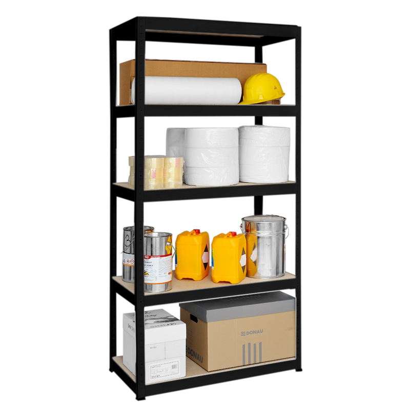 Метален стелаж STAR 180x90x45 см, до 275 кг на рафт - черен