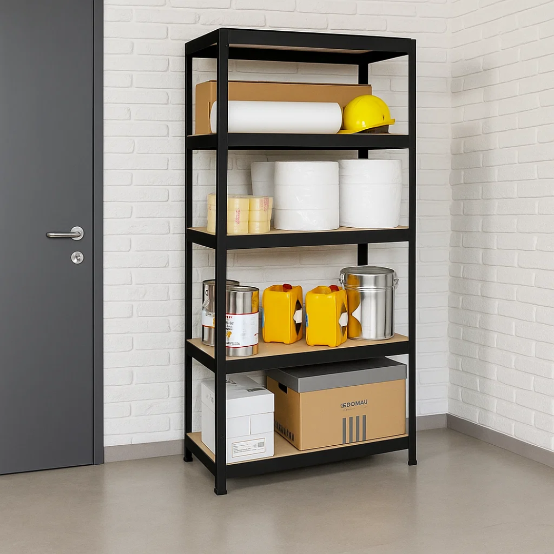 Метален стелаж STAR 180x90x45 см, до 275 кг на рафт - черен, снимка 2