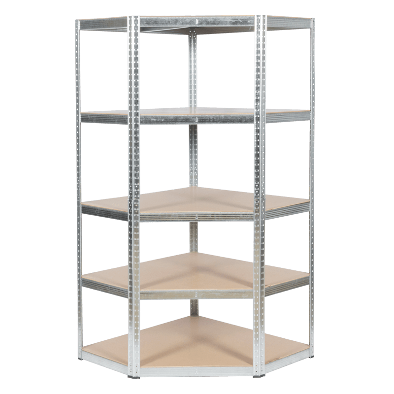 Ъглов метален стелаж Carmen CR-1019 - 180x90x45 см, до 275 кг на рафт - цинк, снимка 3