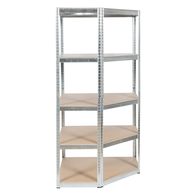 Ъглов метален стелаж Carmen CR-1019 - 180x90x45 см, до 275 кг на рафт - цинк, снимка 2