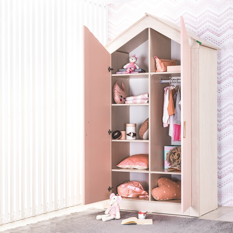 Двукрилен детски гардероб PINK HOUSE, снимка 3
