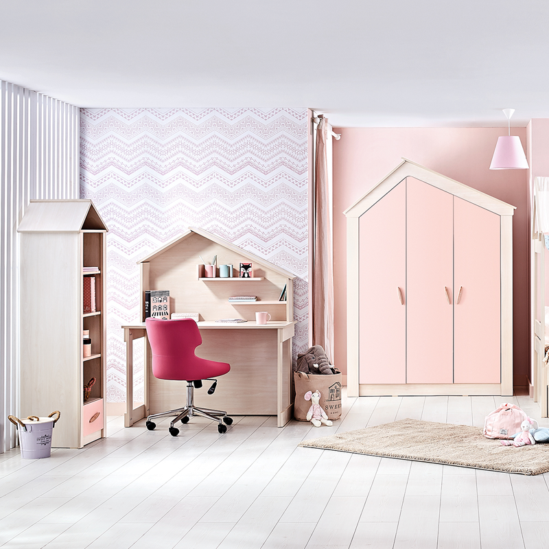 Трикрилен детски гардероб PINK HOUSE, снимка 3