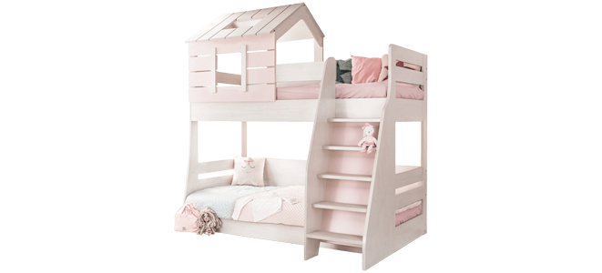 Двуетажно детско легло PINK HOUSE - дясно, снимка 3