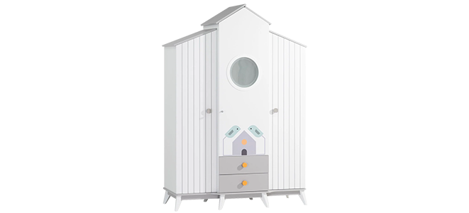 Трикрилен детски гардероб BIRD HOUSE, снимка 3