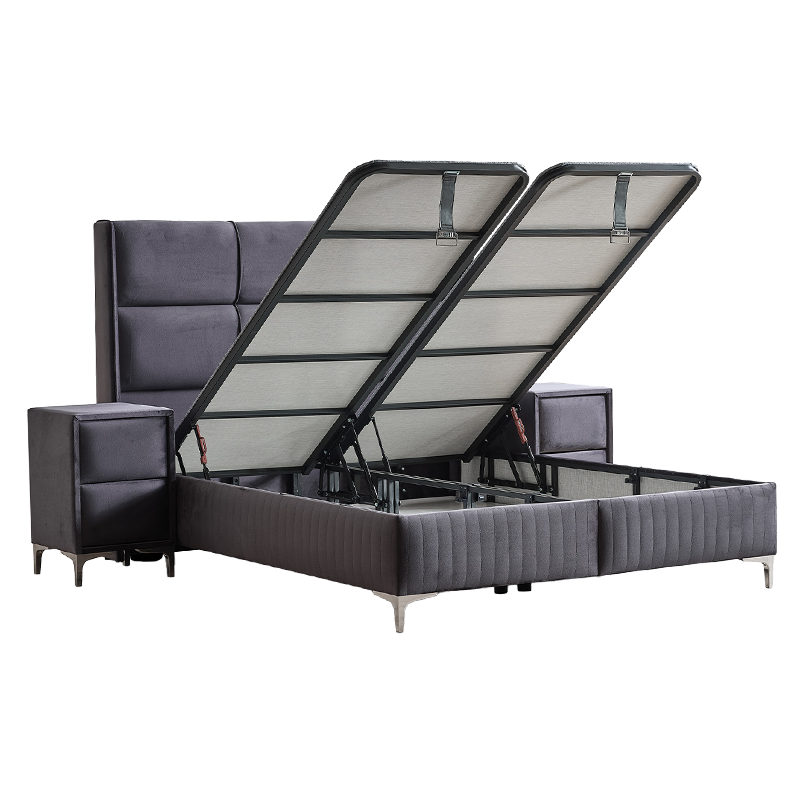 Тапицирана спалня с матрак BELLA 160 x 200 - антрацит 29, снимка 3