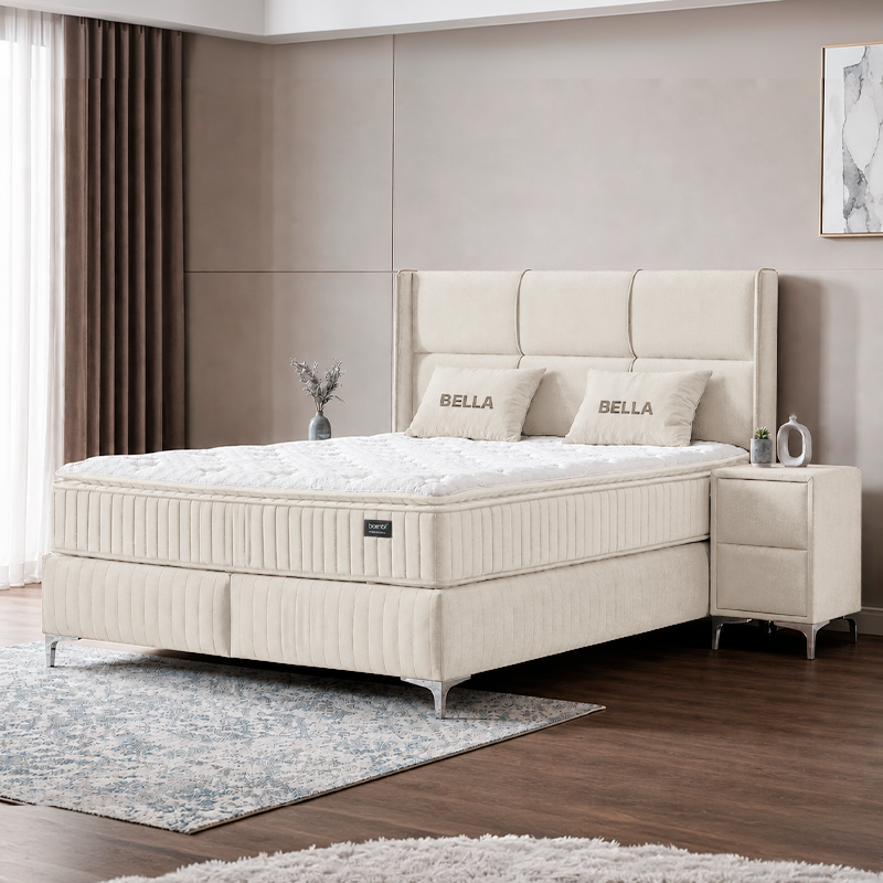 Тапицирана спалня с матрак BELLA 160 x 200 - бежов 02, снимка 2