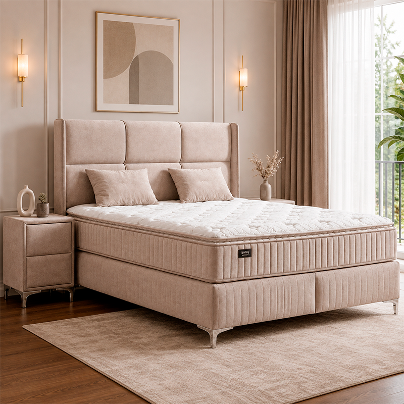 Тапицирана спалня с матрак BELLA 160 x 200 - крем 03, снимка 5