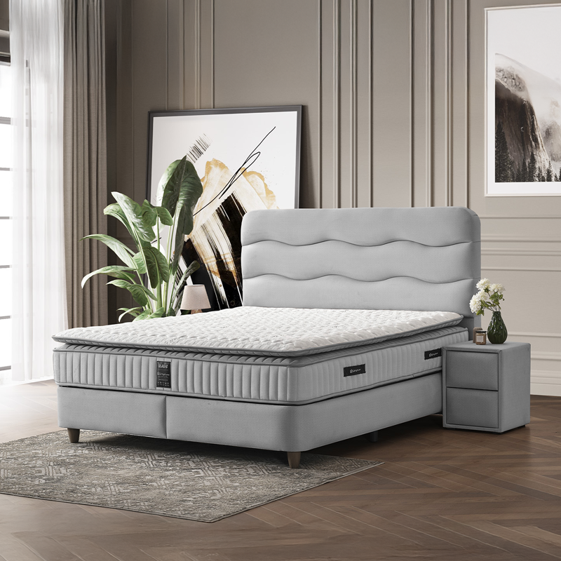 Тапицирана спалня с матрак WAVE 160 x 200 - сребро 25, снимка 4