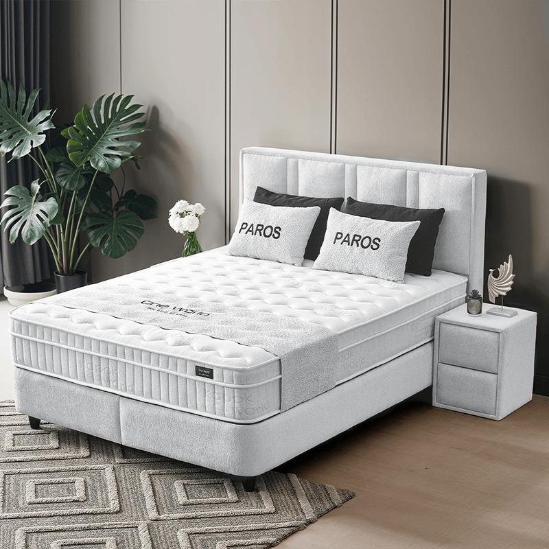 Тапицирана спалня с матрак PAROS 140 х 200 - сребърен AN, снимка 2