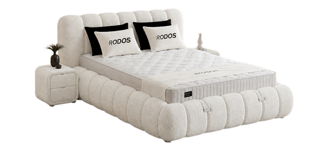 Тапицирана спалня с матрак RODOS 160 х 200 - слонова кост 01, снимка 6