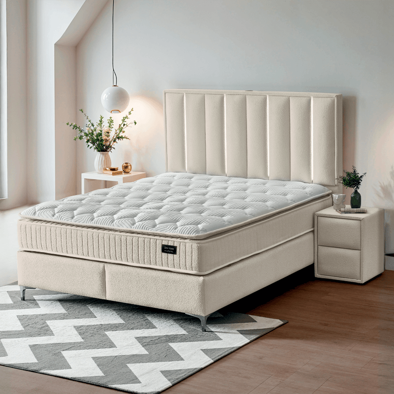 Тапицирана спалня с матрак MINI MOONLIGHT 140 х 200 - бежов 02, снимка 2