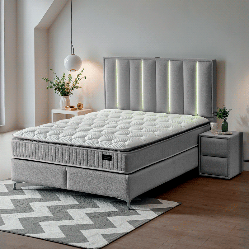 Тапицирана спалня с матрак MINI MOONLIGHT 160 х 200 - сив 620, снимка 2