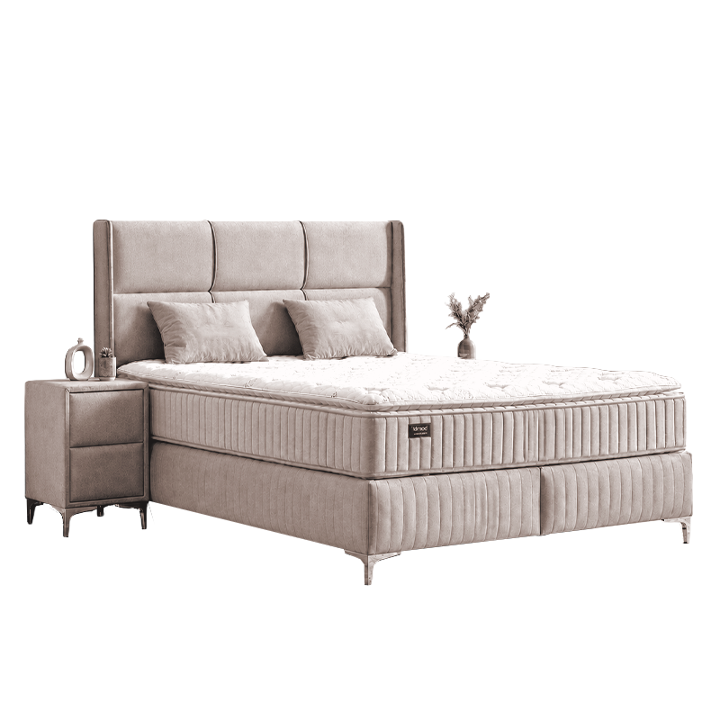 Тапицирана спалня с матрак BELLA 180 x 200 - крем 03