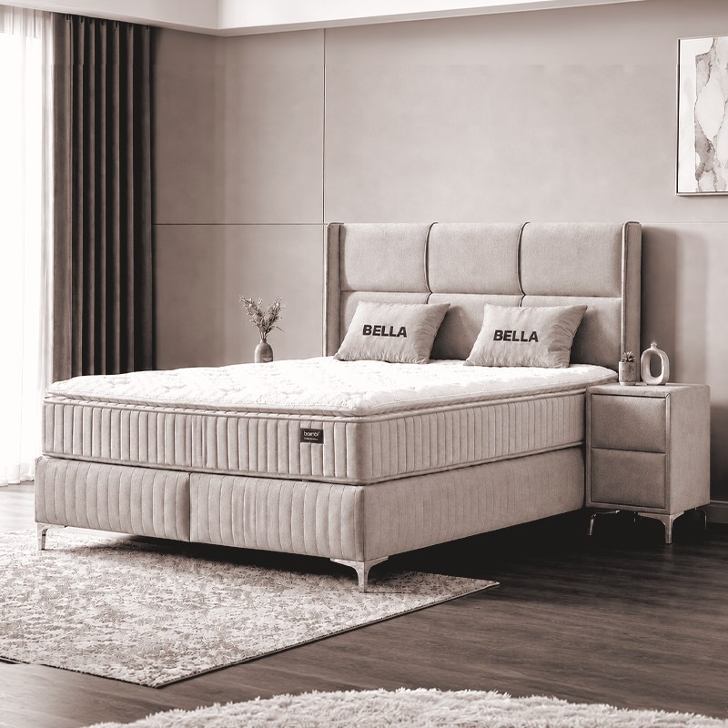 Тапицирана спалня с матрак BELLA 180 x 200 - крем 03, снимка 2