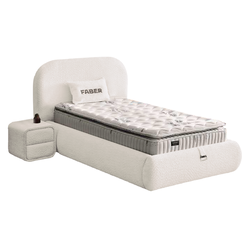 Тапицирано легло с матрак FABER 90 х 200 - слонова кост AN