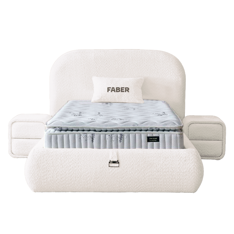 Тапицирано легло с матрак FABER 90 х 200 - слонова кост AN, снимка 3