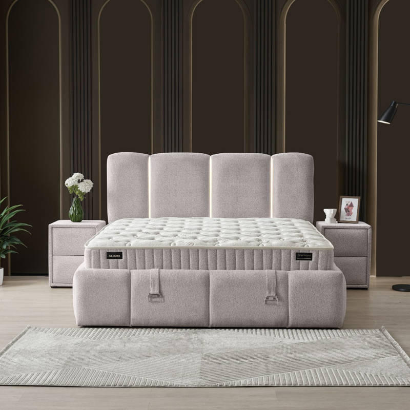 Тапицирана спалня с матрак ALLURE 160 x 200 - бежов 020, снимка 5
