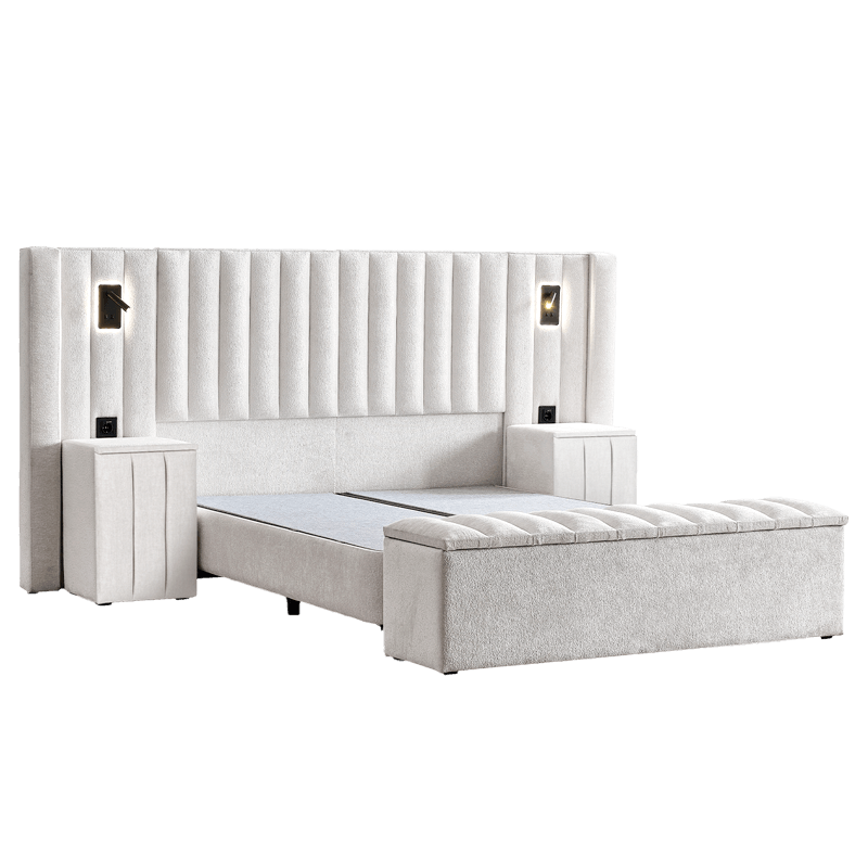 Тапицирана спалня с матрак FLORIDA 160 х 200 - крем B01, снимка 2