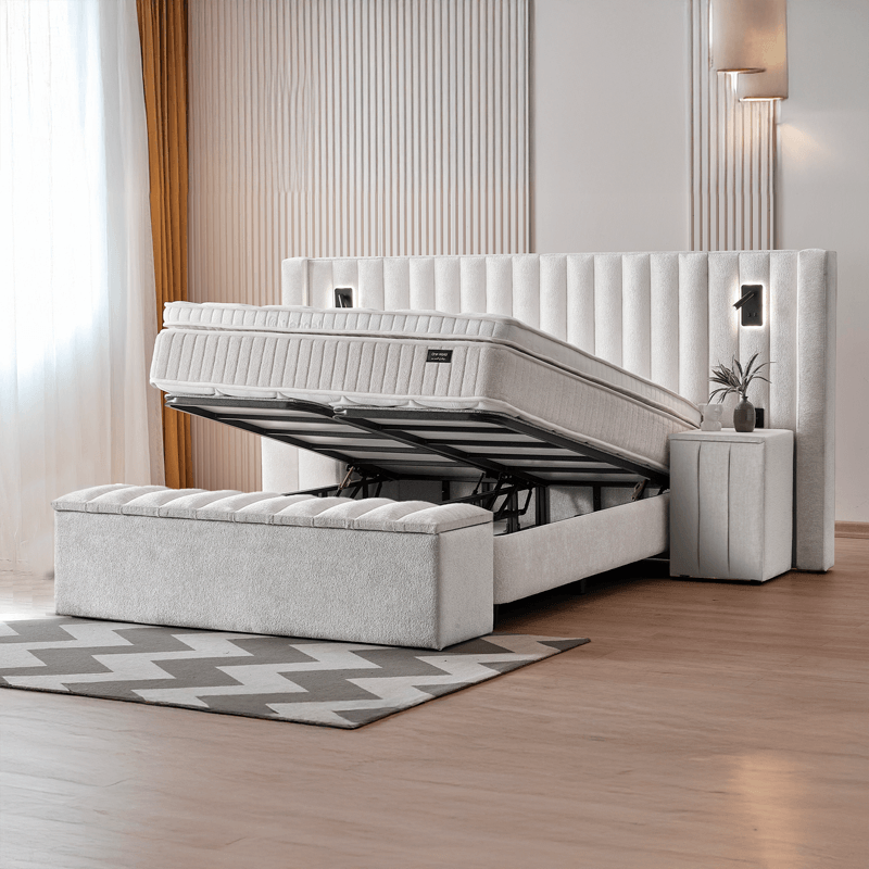 Тапицирана спалня с матрак FLORIDA 160 х 200 - крем B01, снимка 3