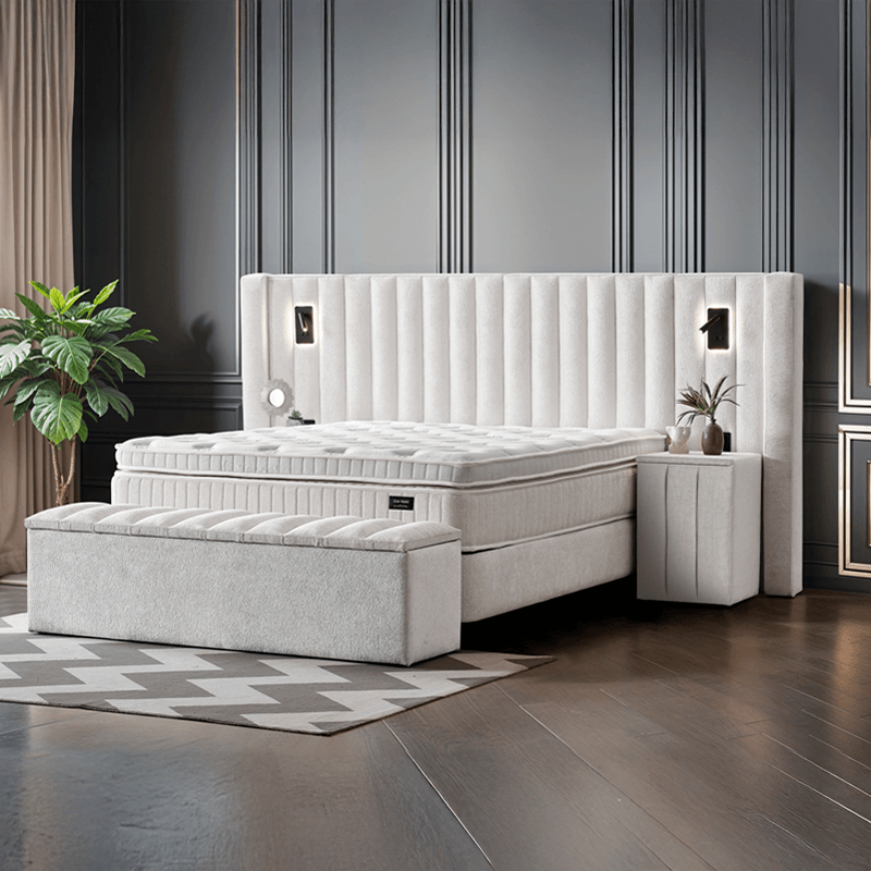 Тапицирана спалня с матрак FLORIDA 160 х 200 - крем B01, снимка 4