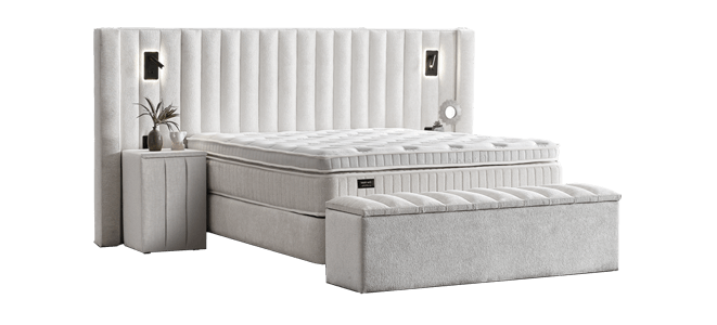 Тапицирана спалня с матрак FLORIDA 160 х 200 - крем B01, снимка 7