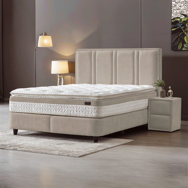 Тапицирана спалня с матрак PAROS XL 160 х 200 - бежов 04, снимка 2