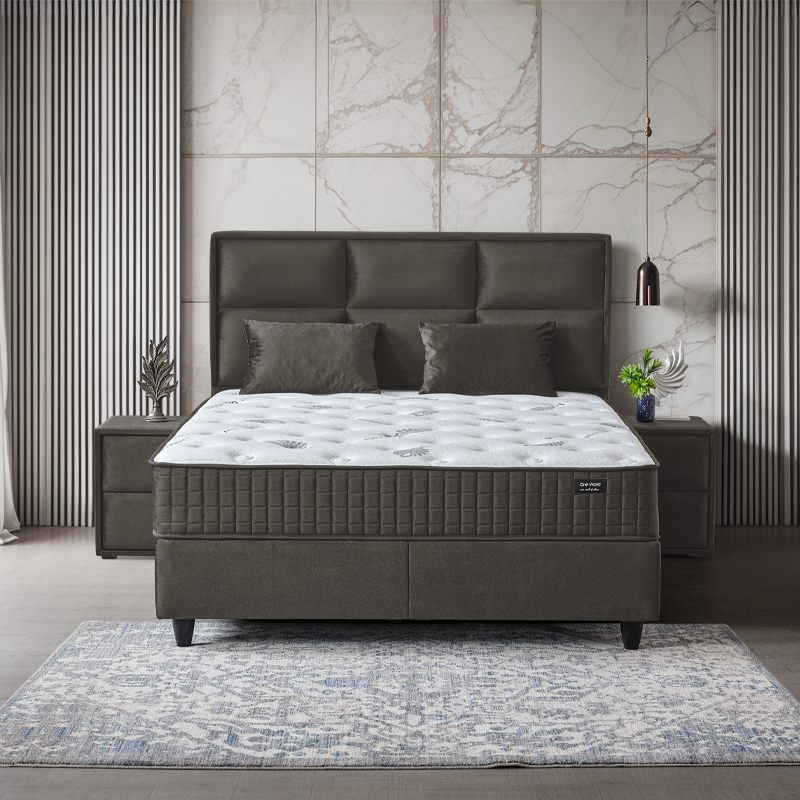Тапицирана спалня с матрак CARIA 160 x 200 - антрацит 190, снимка 2
