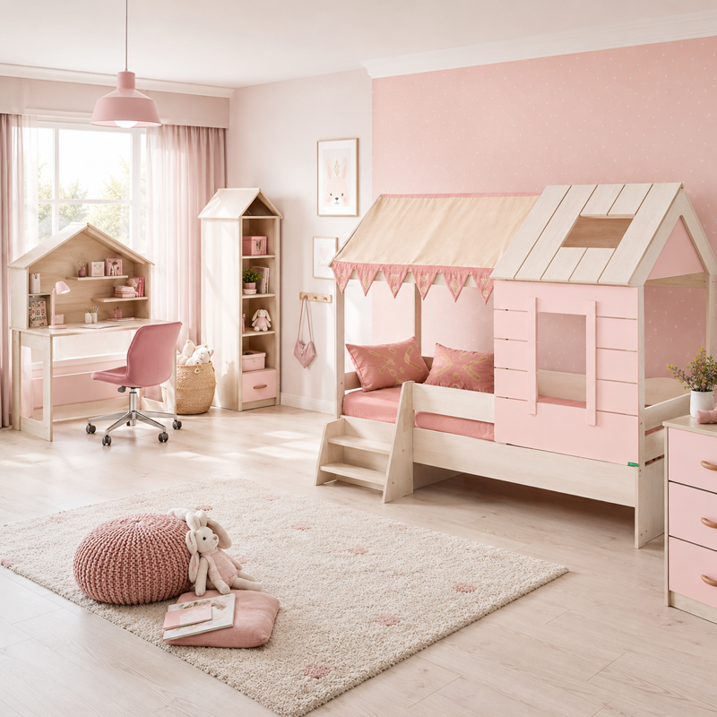 Детско легло къща PINK HOUSE - 90 х 200, снимка 3