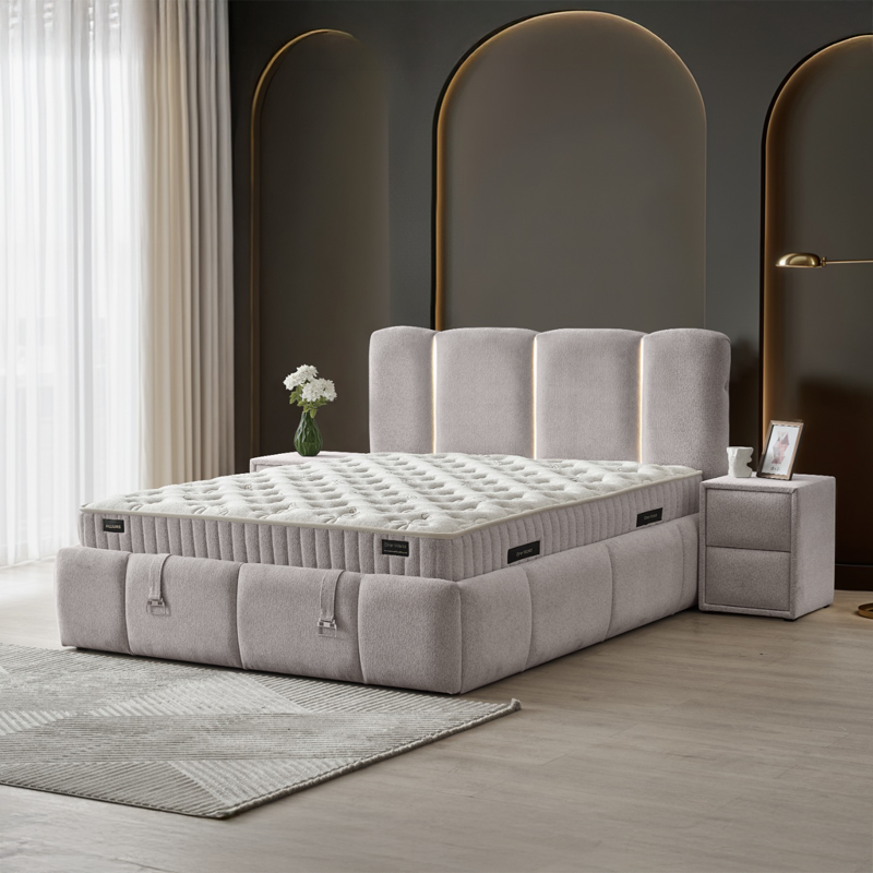 Тапицирана спалня с матрак ALLURE 180 x 200 - бежов 020, снимка 2