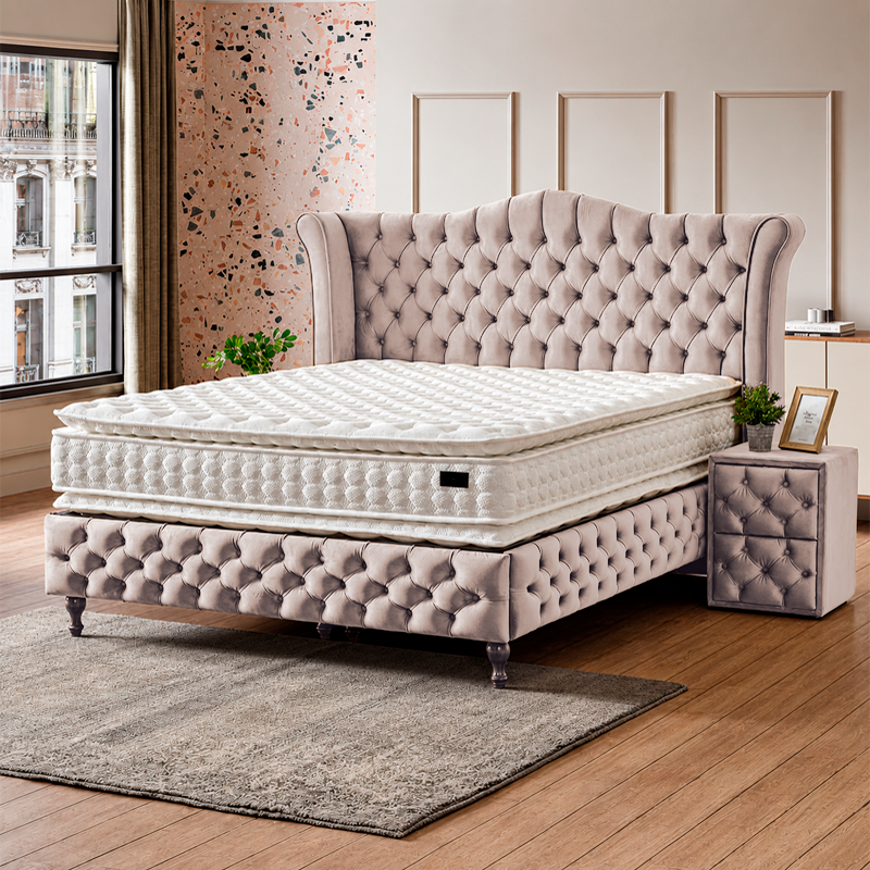 Тапицирана спалня с матрак DIMMAX 160 х 200 - крем 03, снимка 2