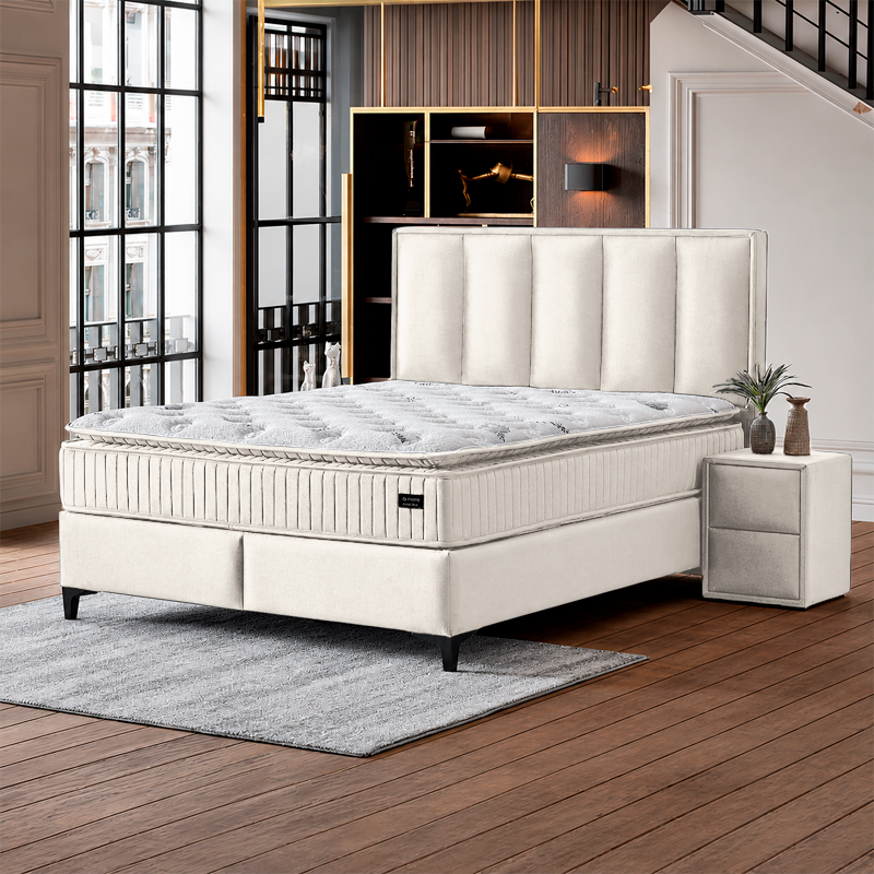 Тапицирана спалня с матрак HERMES 160 x 200 - слонова кост AN, снимка 2