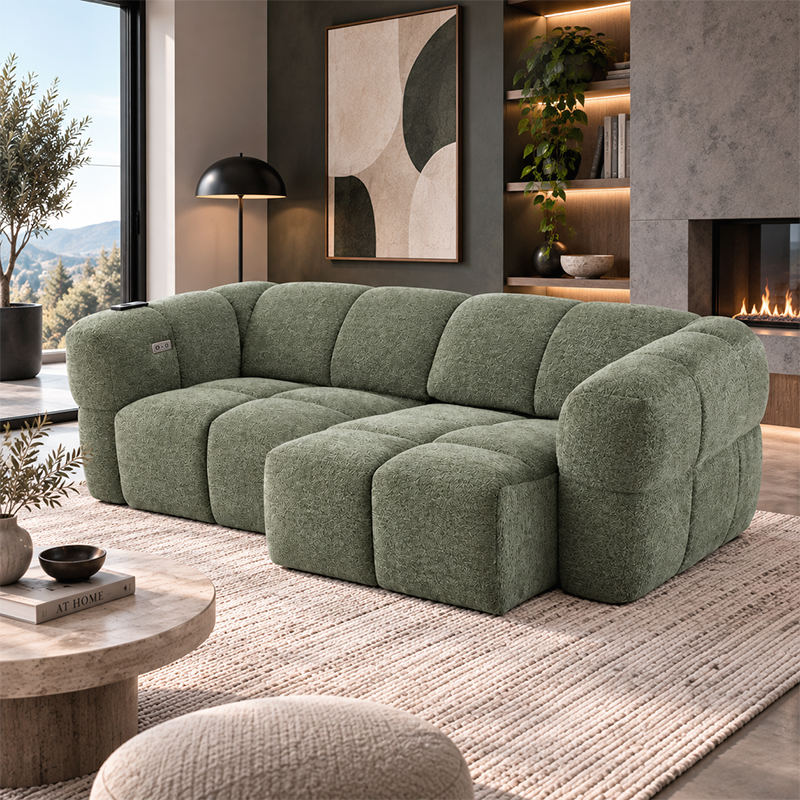 Диван тройка с електрически механизъм ORTONA LUX - тъмнозелен, снимка 2