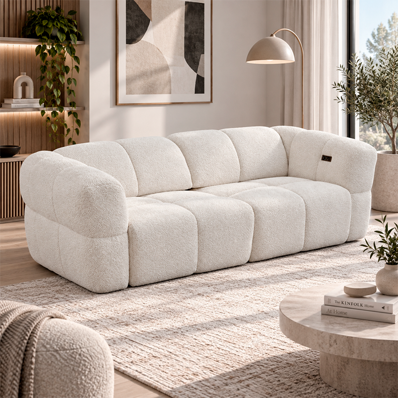 Диван тройка с електрически механизъм ORTONA LUX - крем, снимка 2