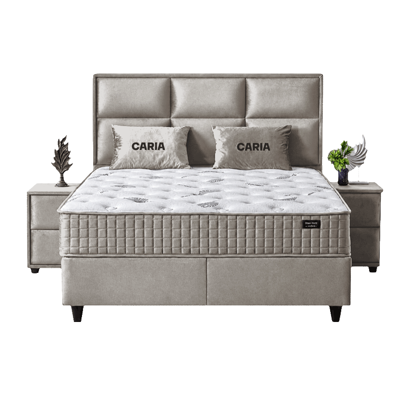 Тапицирана спалня с матрак CARIA 180 x 200 - перла SY