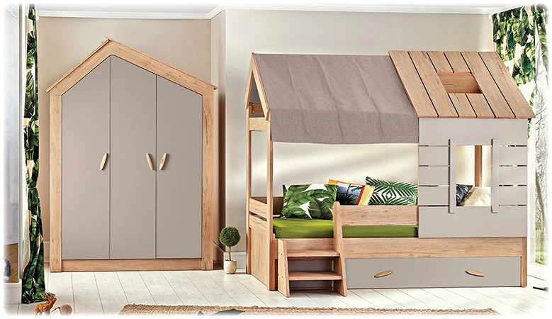 Трикрилен детски гардероб MY HOUSE
