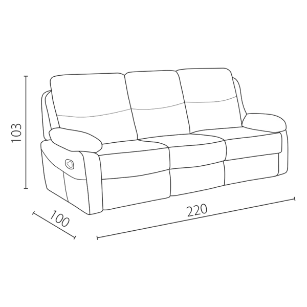 Recliner sofa 3-seater SELENA - cream 101
