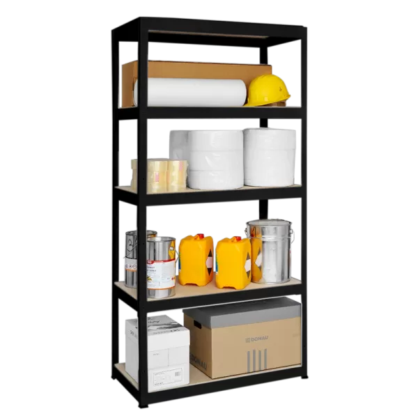 Метален стелаж STAR 180x90x45 см, до 275 кг на рафт - черен 