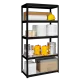 Metal rack STAR 180x90x45 cm, up to 275 kg per shelf - black 