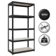 Metal rack STAR 180x90x45 cm, up to 275 kg per shelf - black 