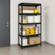 Metal rack STAR 180x90x45 cm, up to 275 kg per shelf - black 