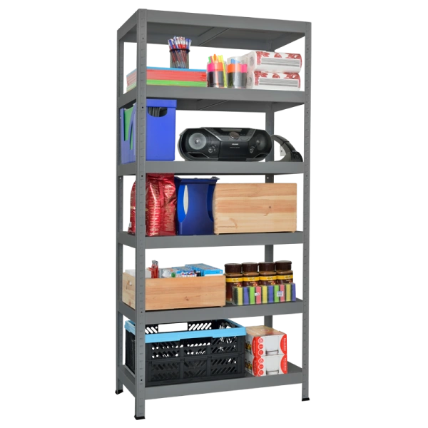 Metal rack HARD 180x100x40 cm, up to 130 kg per shelf  - grey