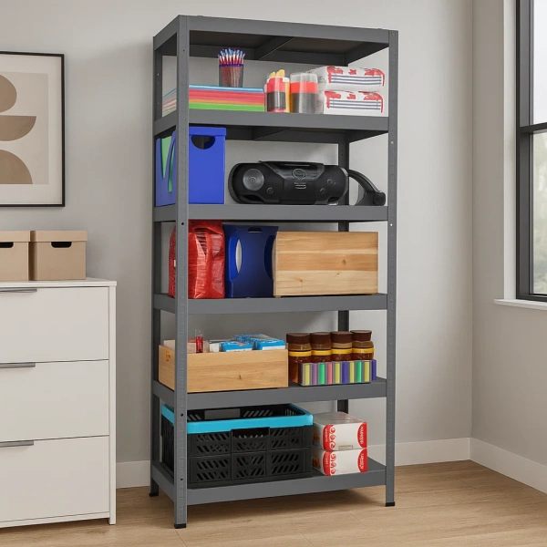 Metal rack HARD 180x100x40 cm, up to 130 kg per shelf  - grey