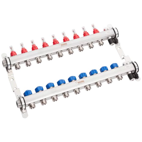 REHAU Stainless steel manifold HKV-D9 AG - 9 loops - 13801901102