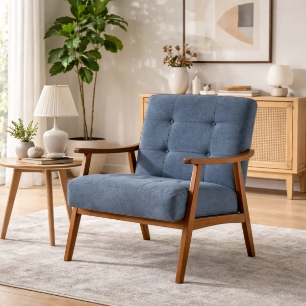 Аrmchair LEO - walnut - blue