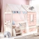 Kids bed montessori PINK HOUSE 90 x 200 - pink