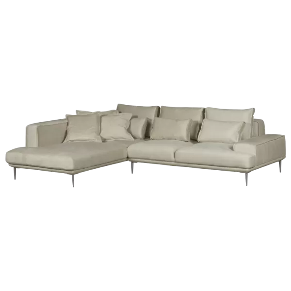 Corner sofa LIVIO with sleep function - light grey 70