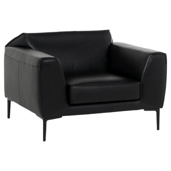 Leather sofa 1-seater RONDE LUX -1 - black