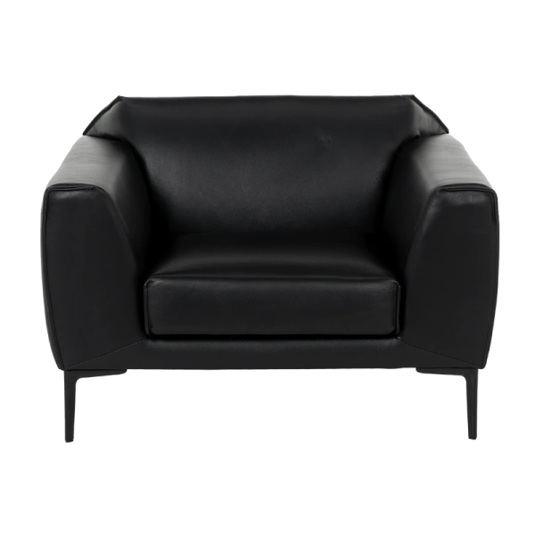 Leather sofa 1-seater RONDE LUX -1 - black