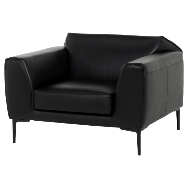 Leather sofa 1-seater RONDE LUX -1 - black